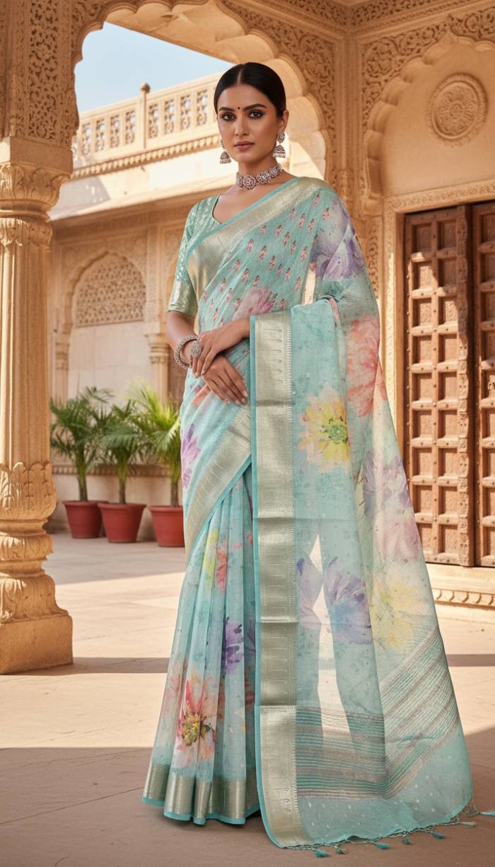 Premium Kotta Sea Blue Saree