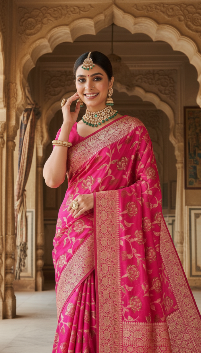 Banarasi Handloom Pink Saree