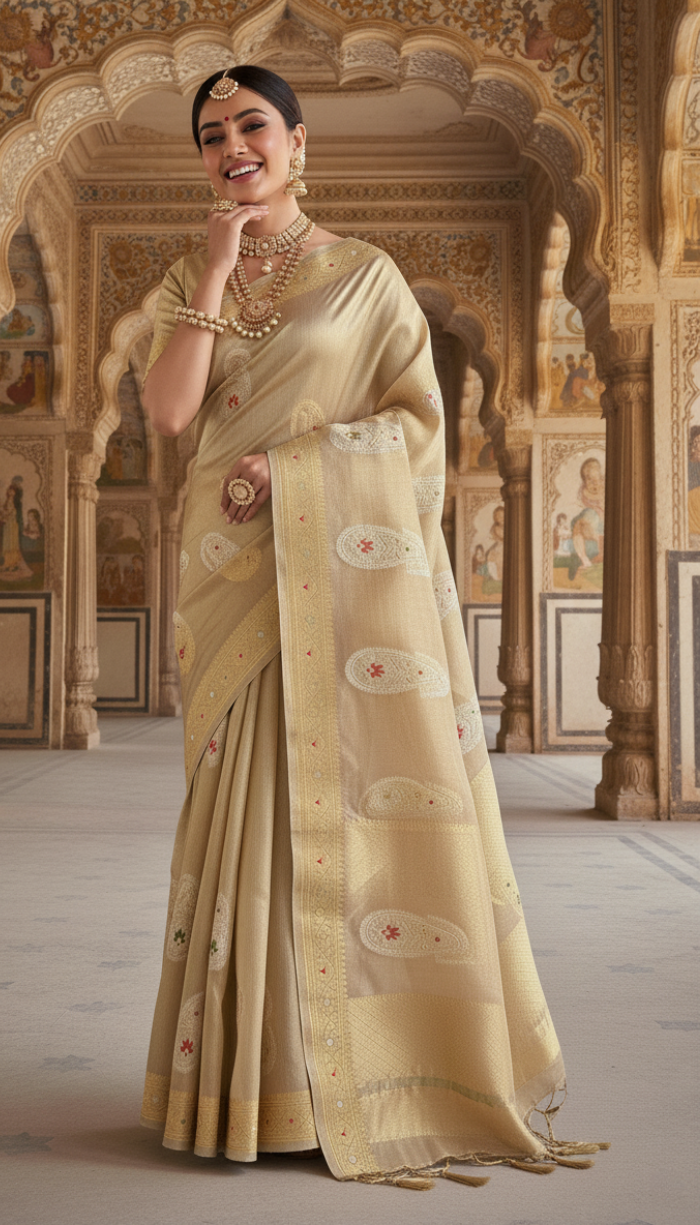 Pure Khaddi Chiffon Tissue Saree