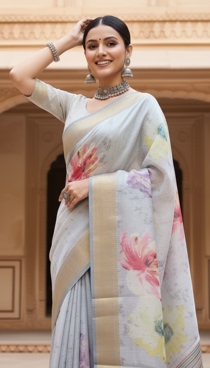 Premium Kotta Silver Shaded Saree