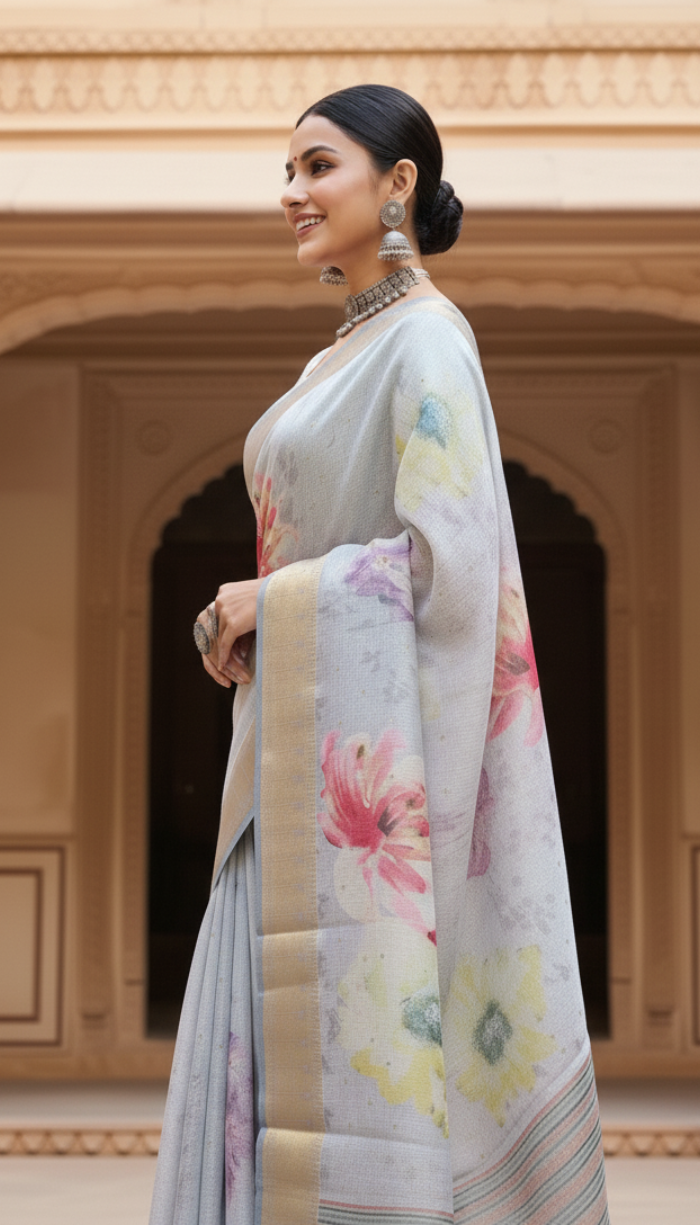 Premium Kotta Silver Shaded Saree