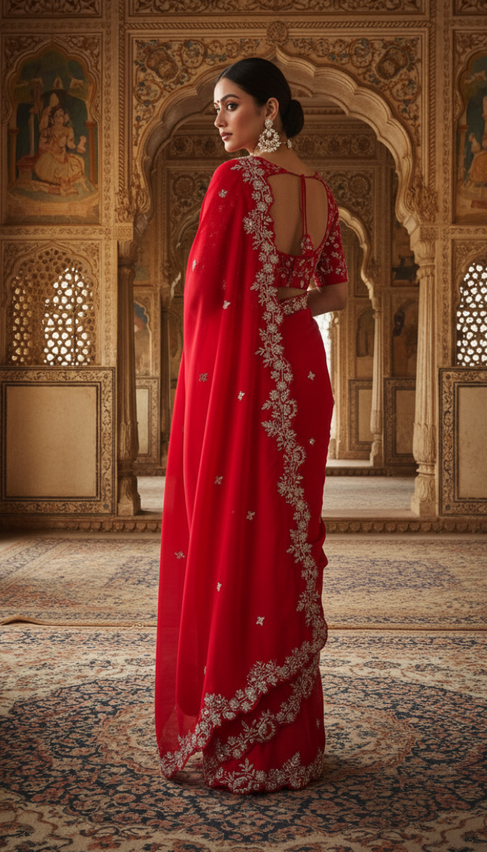 Pure Organza Silk Fabric In a Stunning Red Shade