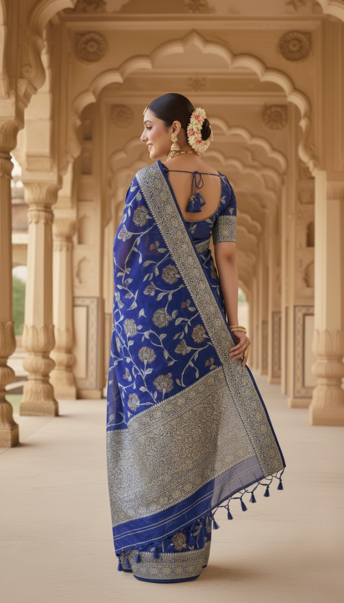 Banarasi Handloom Blue Saree