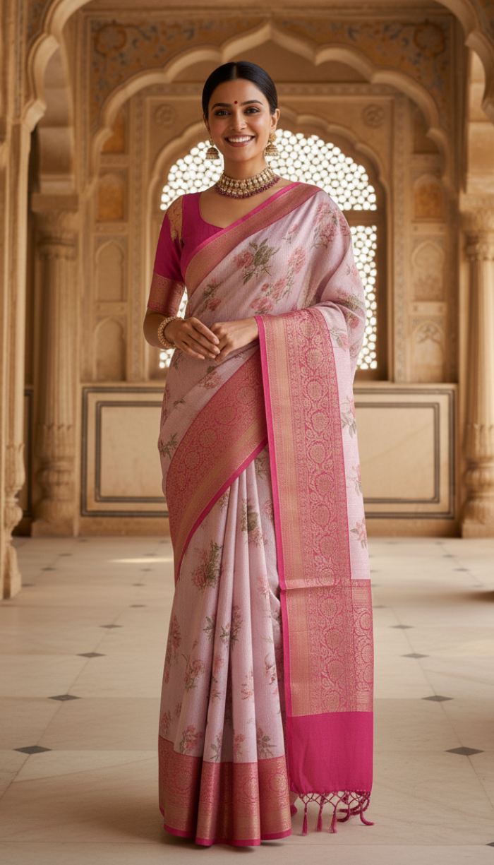 Matka Linen saree