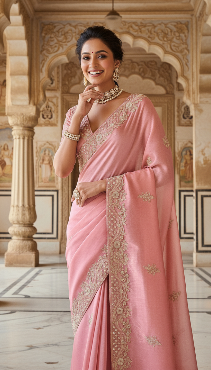 Rose Gold Premium Banarasi Zari