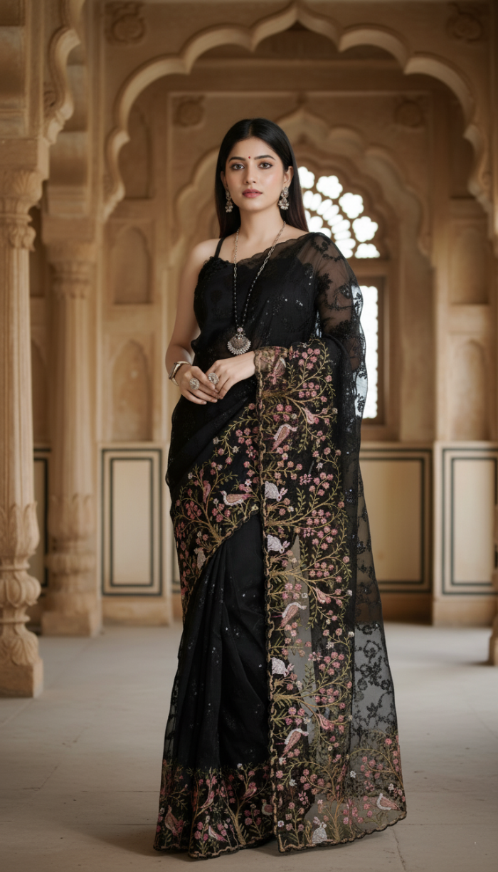Tissue Silk Saree - Black