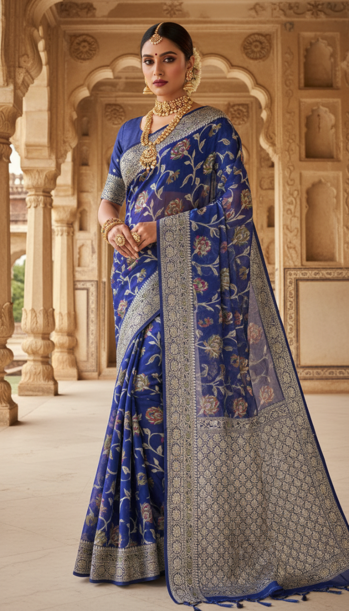 Banarasi Handloom Blue Saree