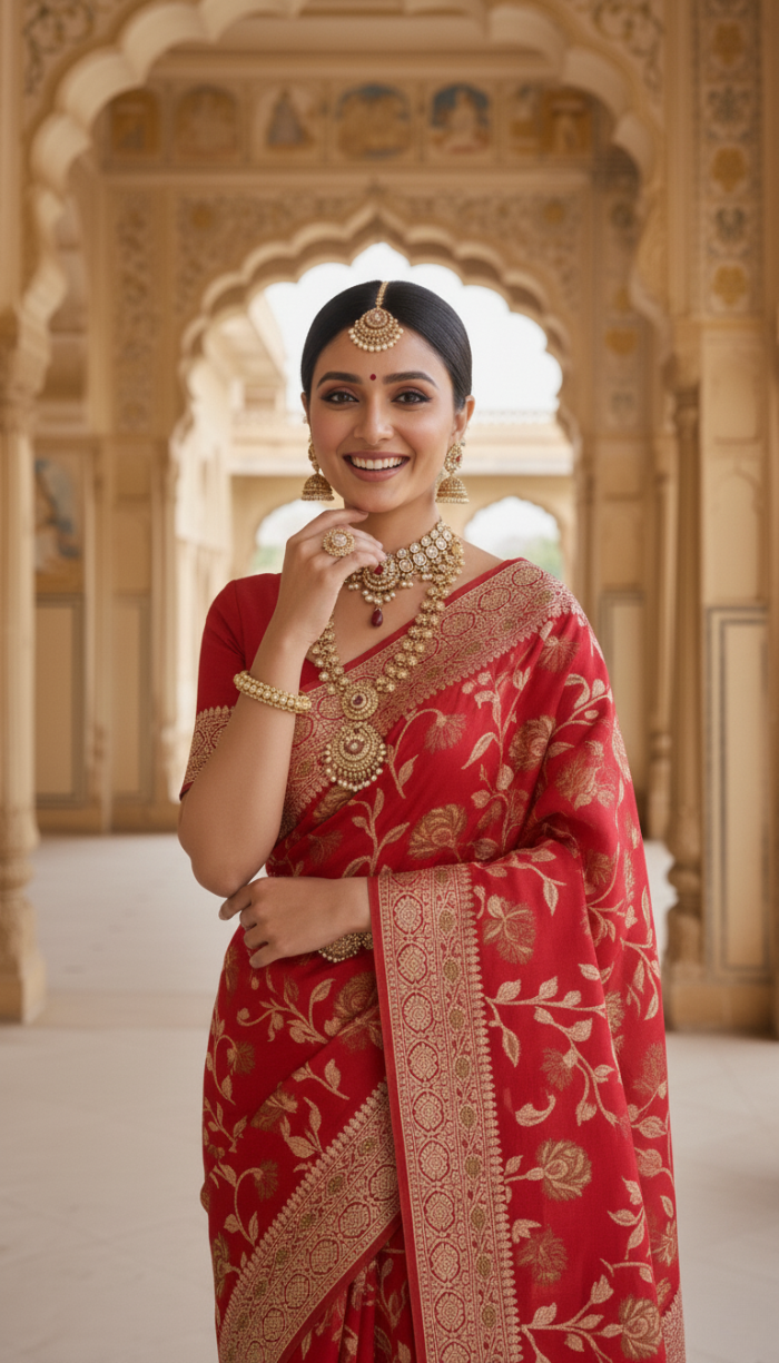 Banarasi Handloom Maroon Saree