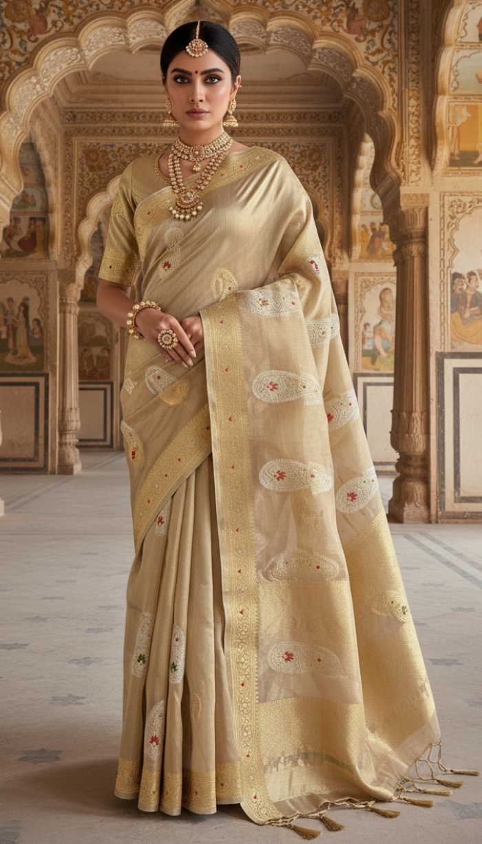 Pure Khaddi Chiffon Tissue Saree