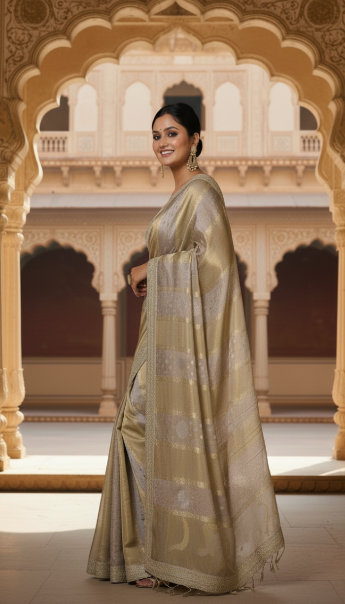 Pure Tissue silk With Sabyasachi style border