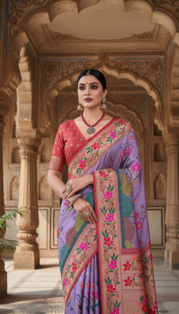 Kanjivaram Style with Banaras Kathan
