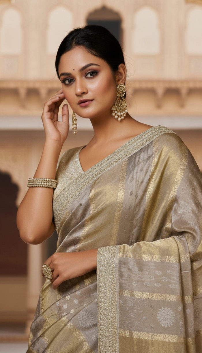 Pure Tissue silk With Sabyasachi style border