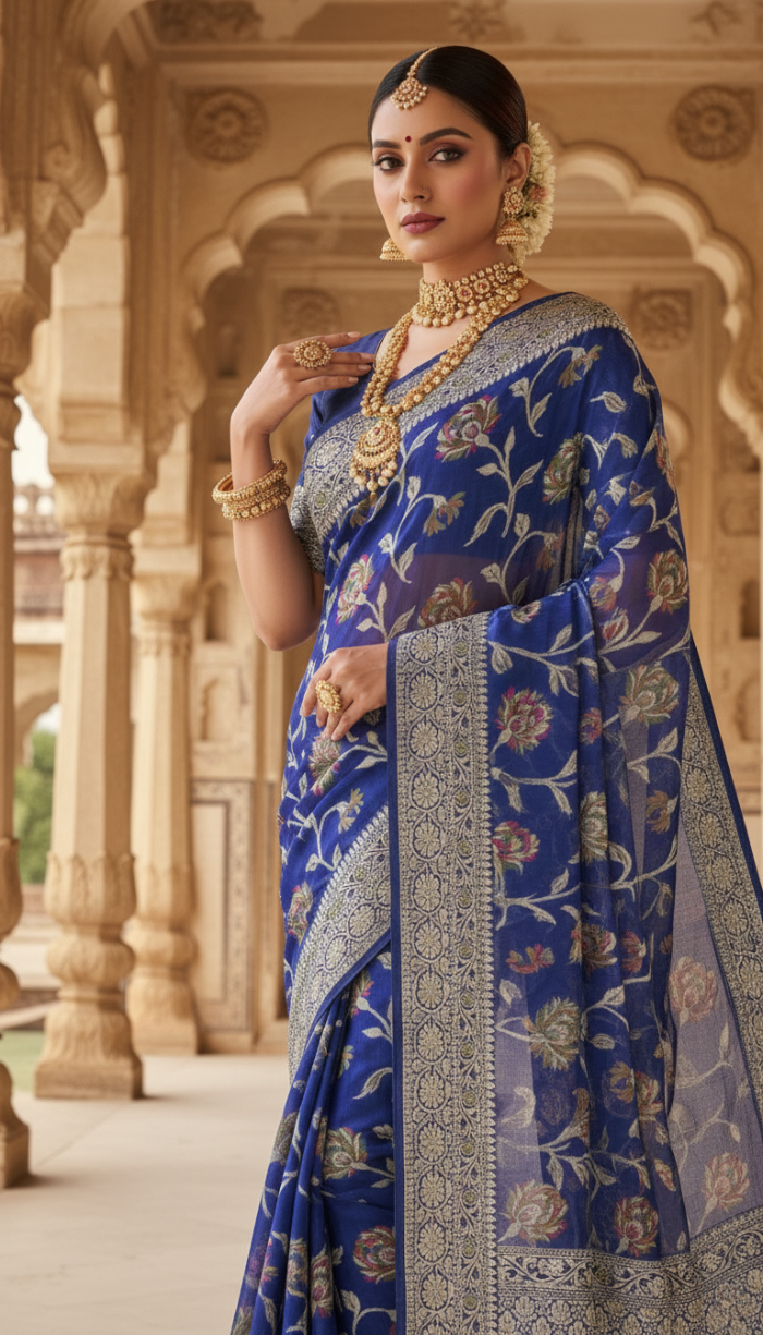 Banarasi Handloom Blue Saree
