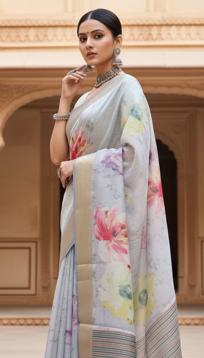 Premium Kotta Silver Shaded Saree