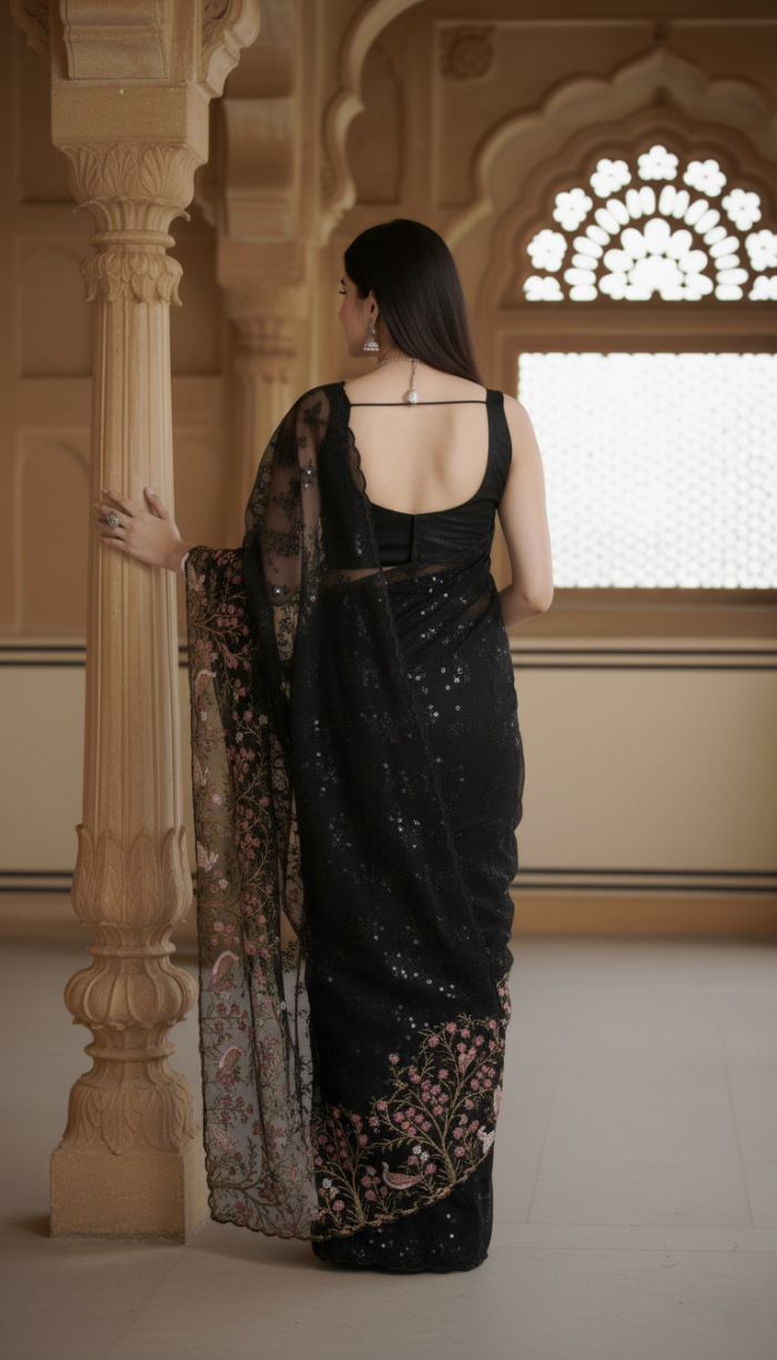 Tissue Silk Saree - Black