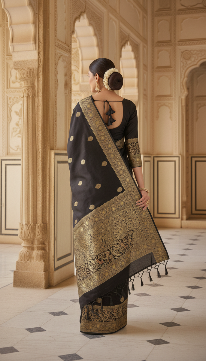 Pure Mashru Black Satin Silk